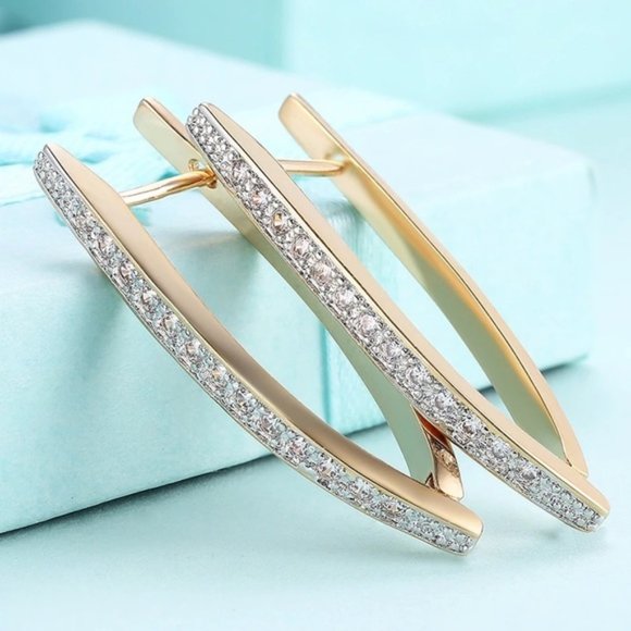 S925 Sterling Silver 37MM Gold/Rose Gold U Round Hoop Earrings For Women… - Picture 1 of 6